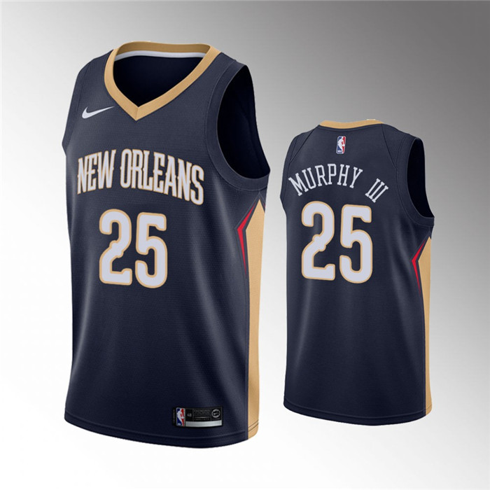 Men's New Orleans Pelicans #25 Trey Murphy III Navy Icon Edition Stitched Jersey Men's New Orleans Pelicans #25 Trey Murphy III Navy Icon Edition Stitched Jersey